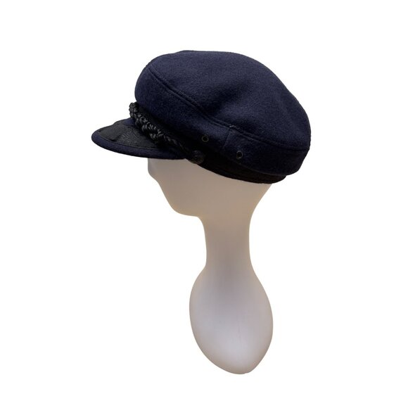 Vintage Greek Fisherman Cap Navy Wool & Cotton Braided Trim One Size - Picture 4 of 8